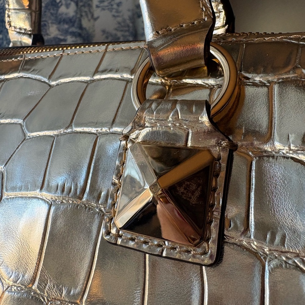 Michael Kors Metallic Gold Embossed Satchel - Picture 6 of 13